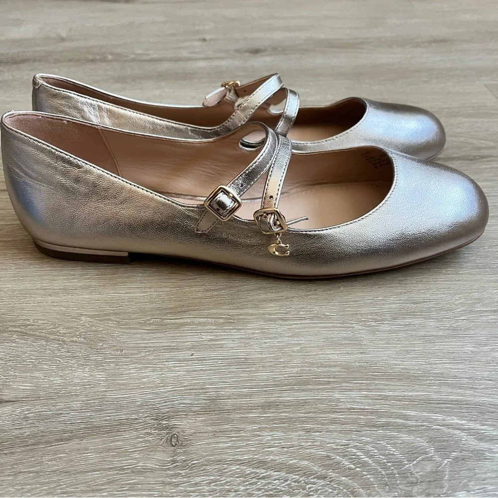 Coach Whitley Mary Jane Ballet Flats Rose Gold SZ 9.5 NWOT - Picture 4 of 8